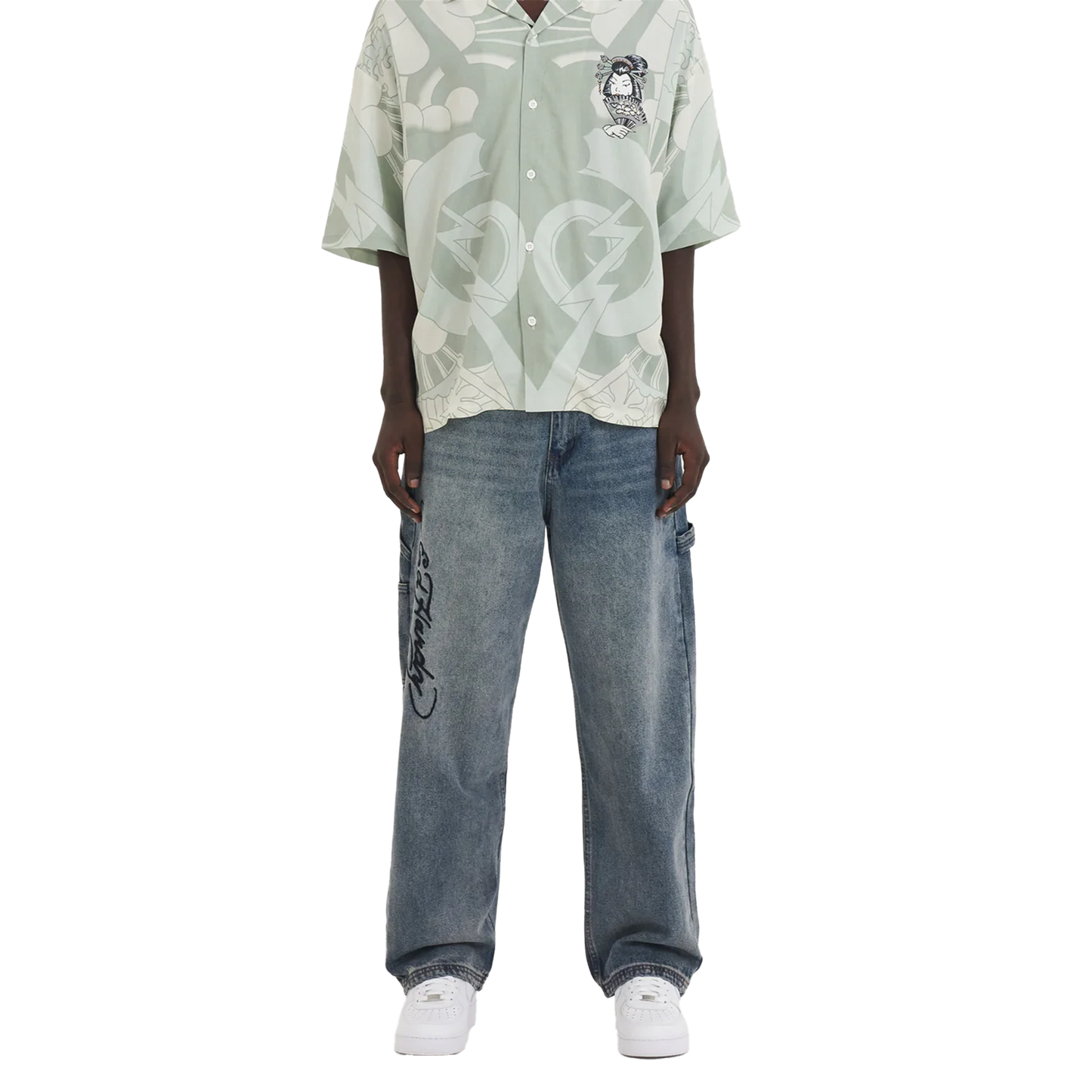 ED HARDY Snake & Panther Carpenter Denim Trousers Jeans