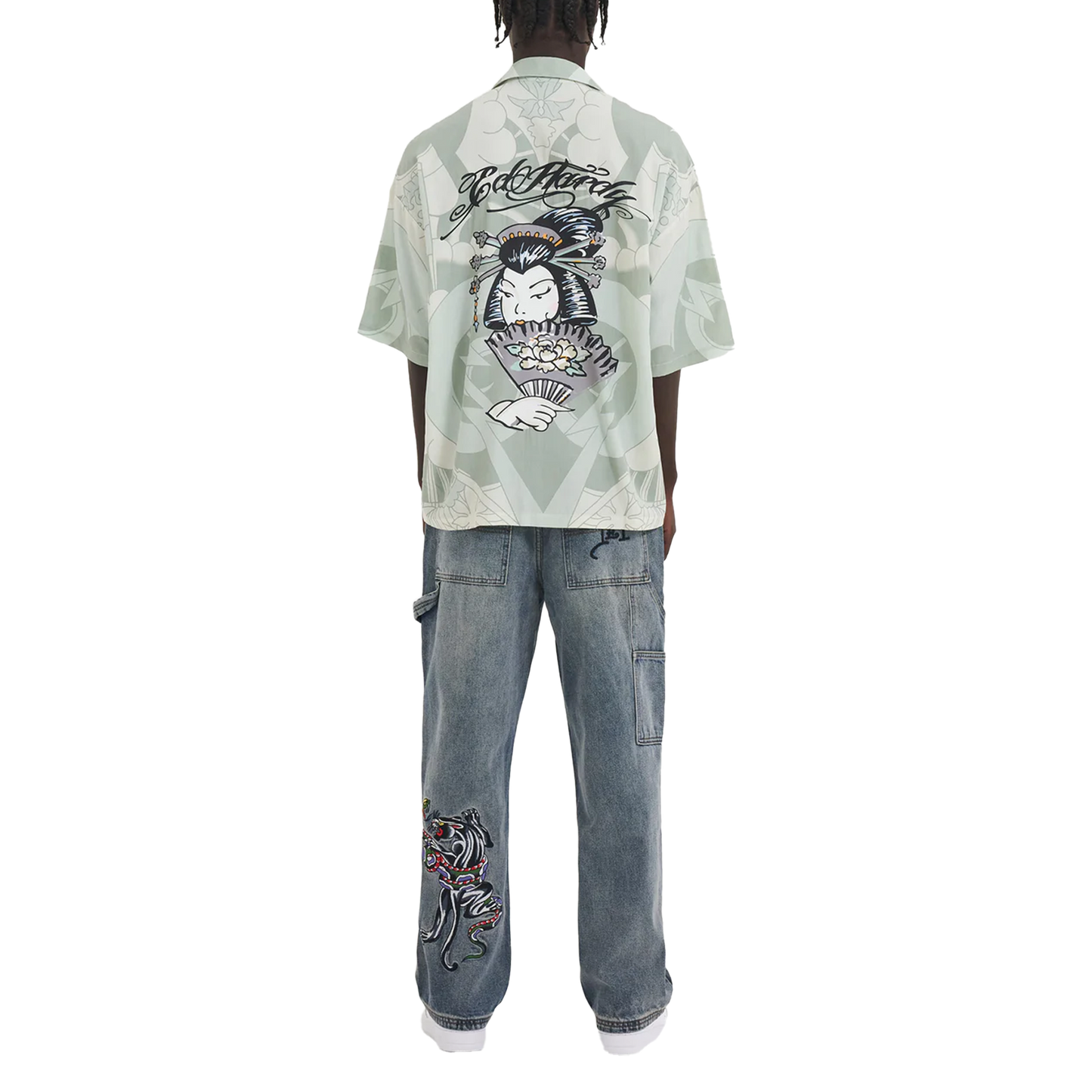 ED HARDY Snake & Panther Carpenter Denim Trousers Jeans