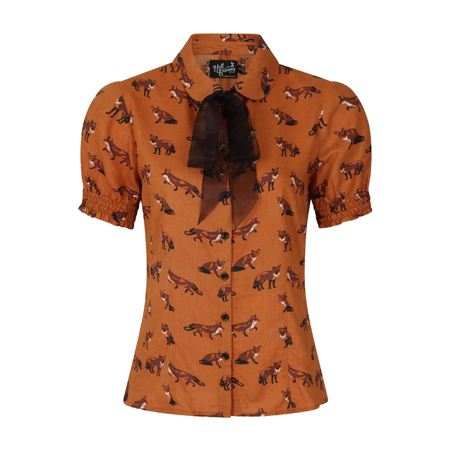 HELL BUNNY Vixey Blouse - Brown