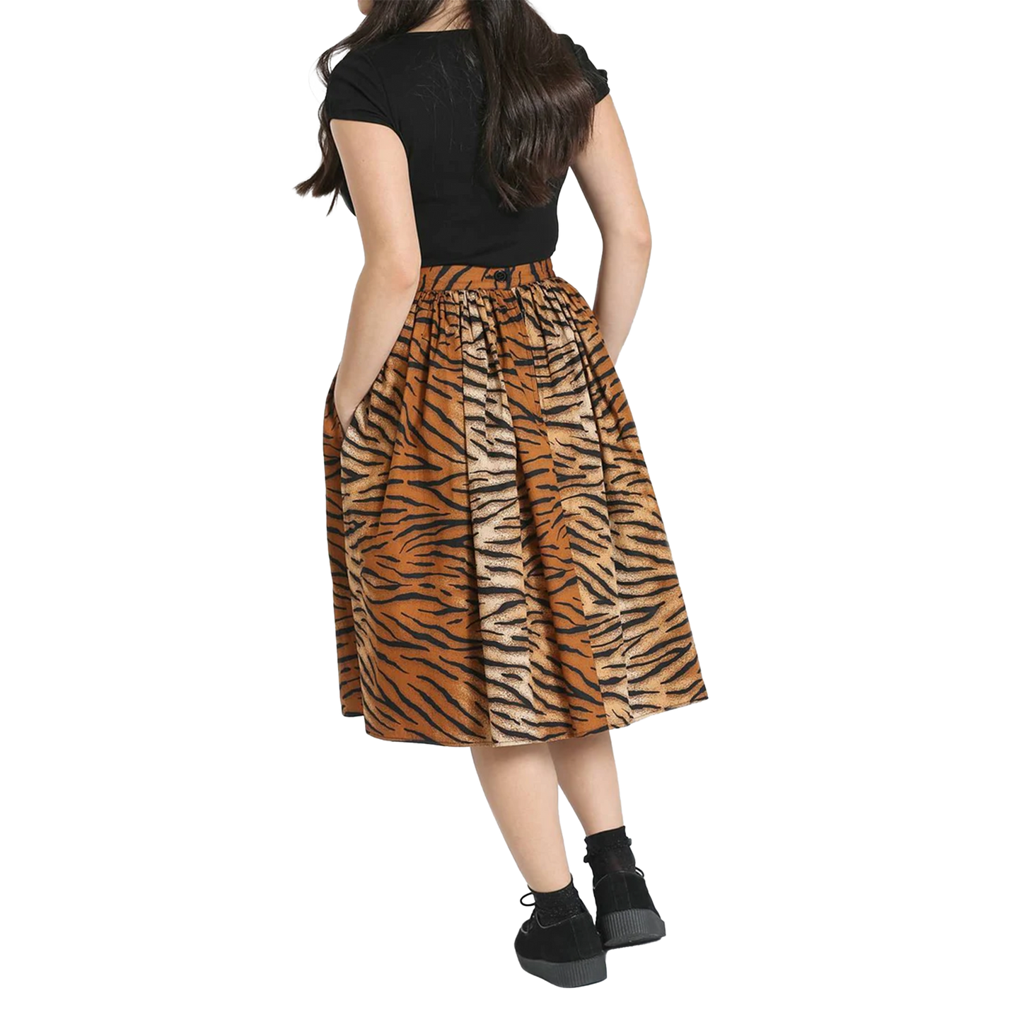 HELL BUNNY Skirt Tora 50's - Brown