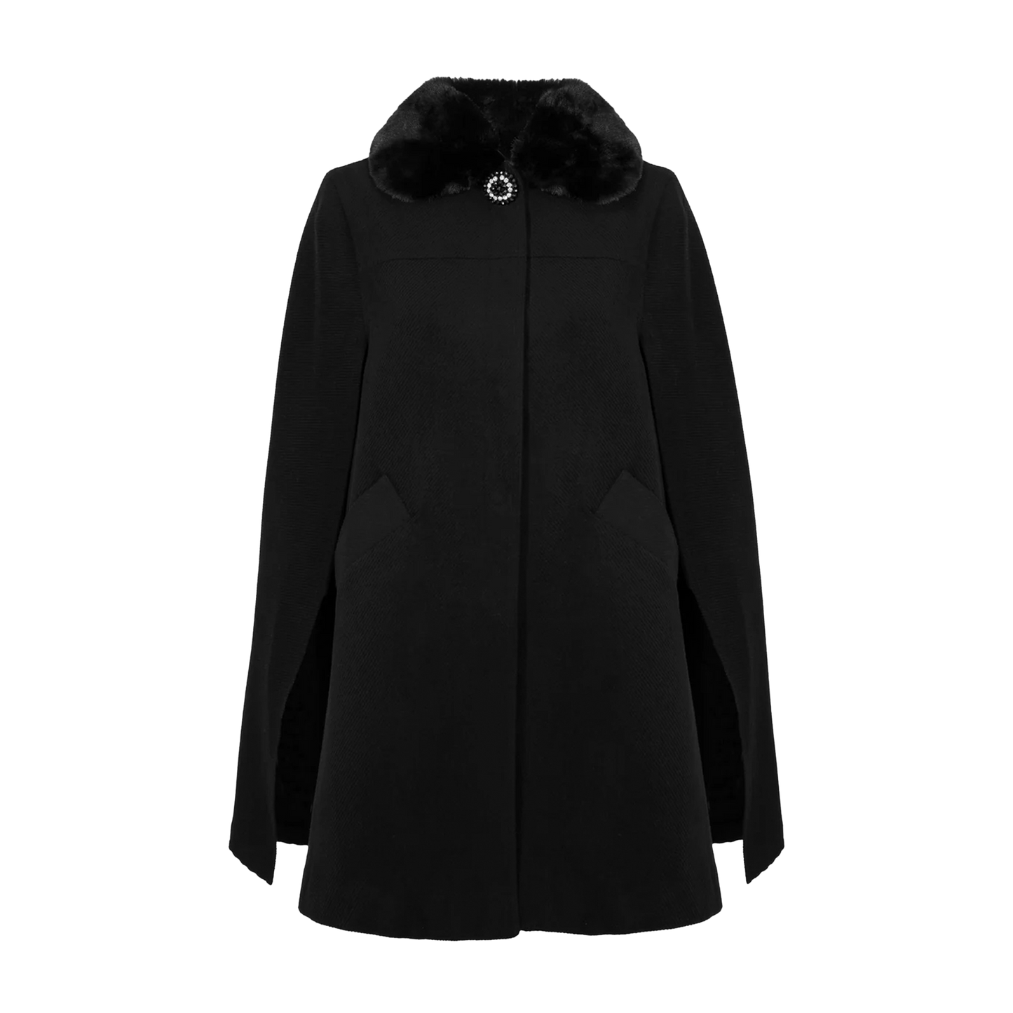 HELL BUNNY Coat Devon Cape - Black