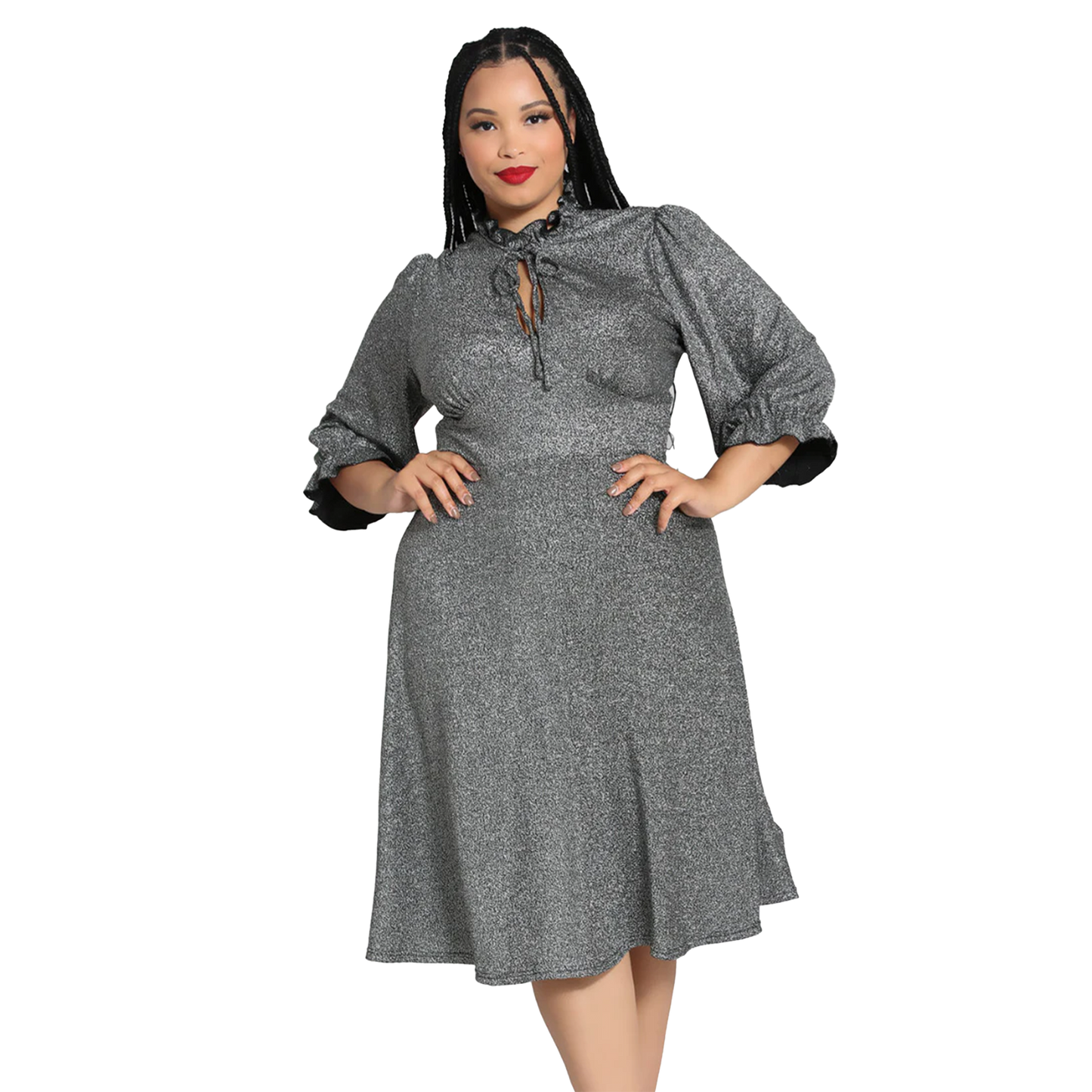 HELL BUNNY Dress Mid Haze - Silver