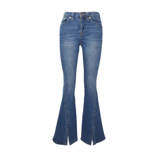 TRUE RELIGION Reagan High Rise Flare Jean With Slit - Forgotten Path