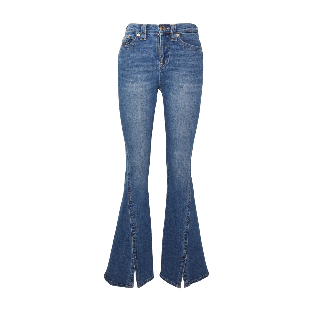 TRUE RELIGION Reagan High Rise Flare Jean With Slit - Forgotten Path