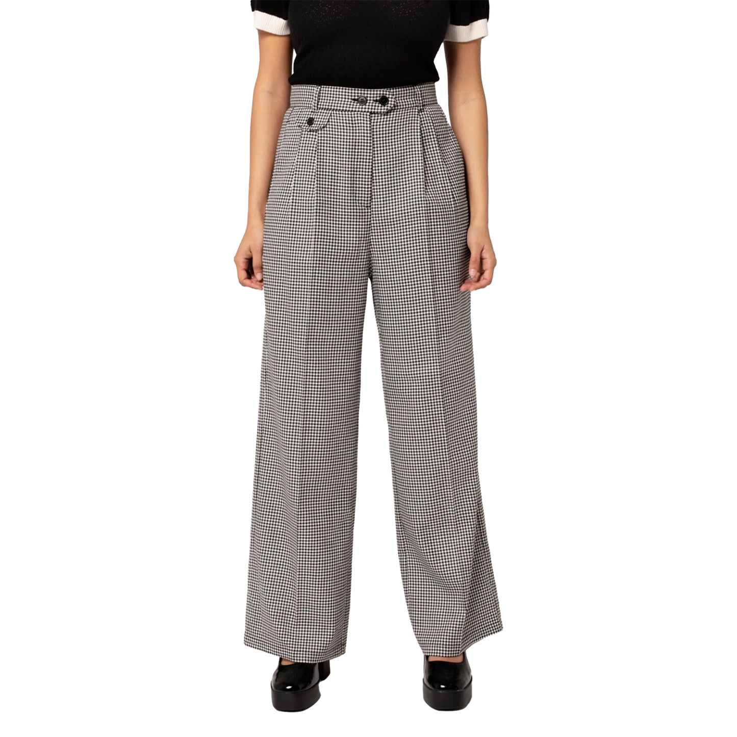 HELL BUNNY Teddy Trousers - Black/White