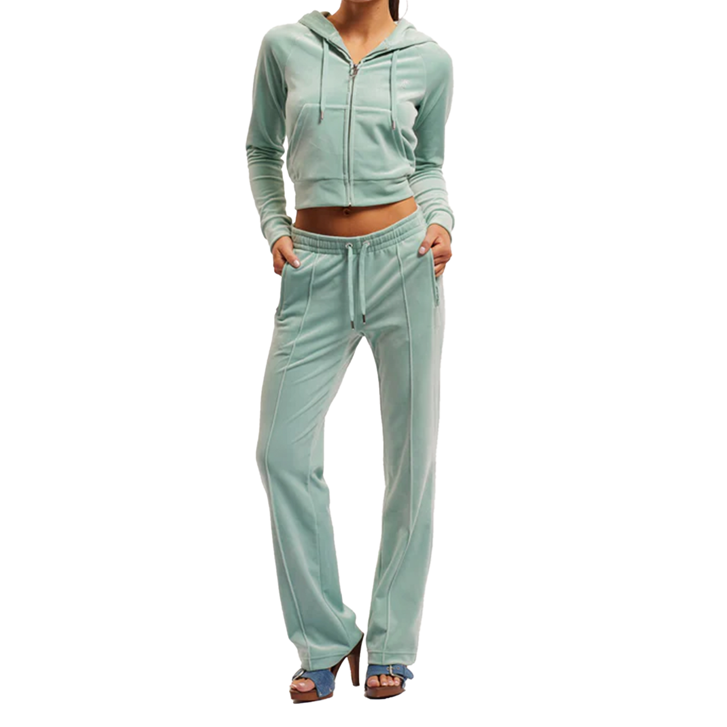 JUICY COUTURE Track Pant Tina Velour Blue Surf