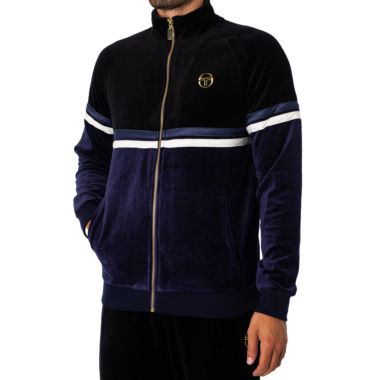 Sergio Tacchini Orion Luxe Track Top - Black/Maritime Blue