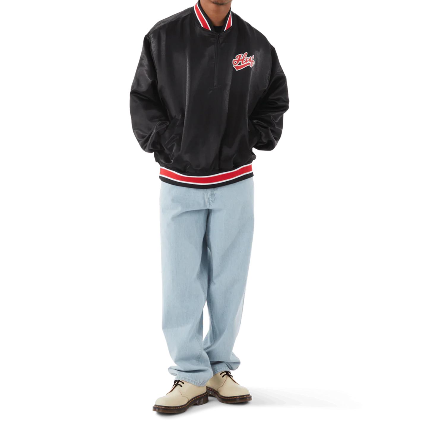 HUF Pop Fly Satin Baseball Jacket/ Black