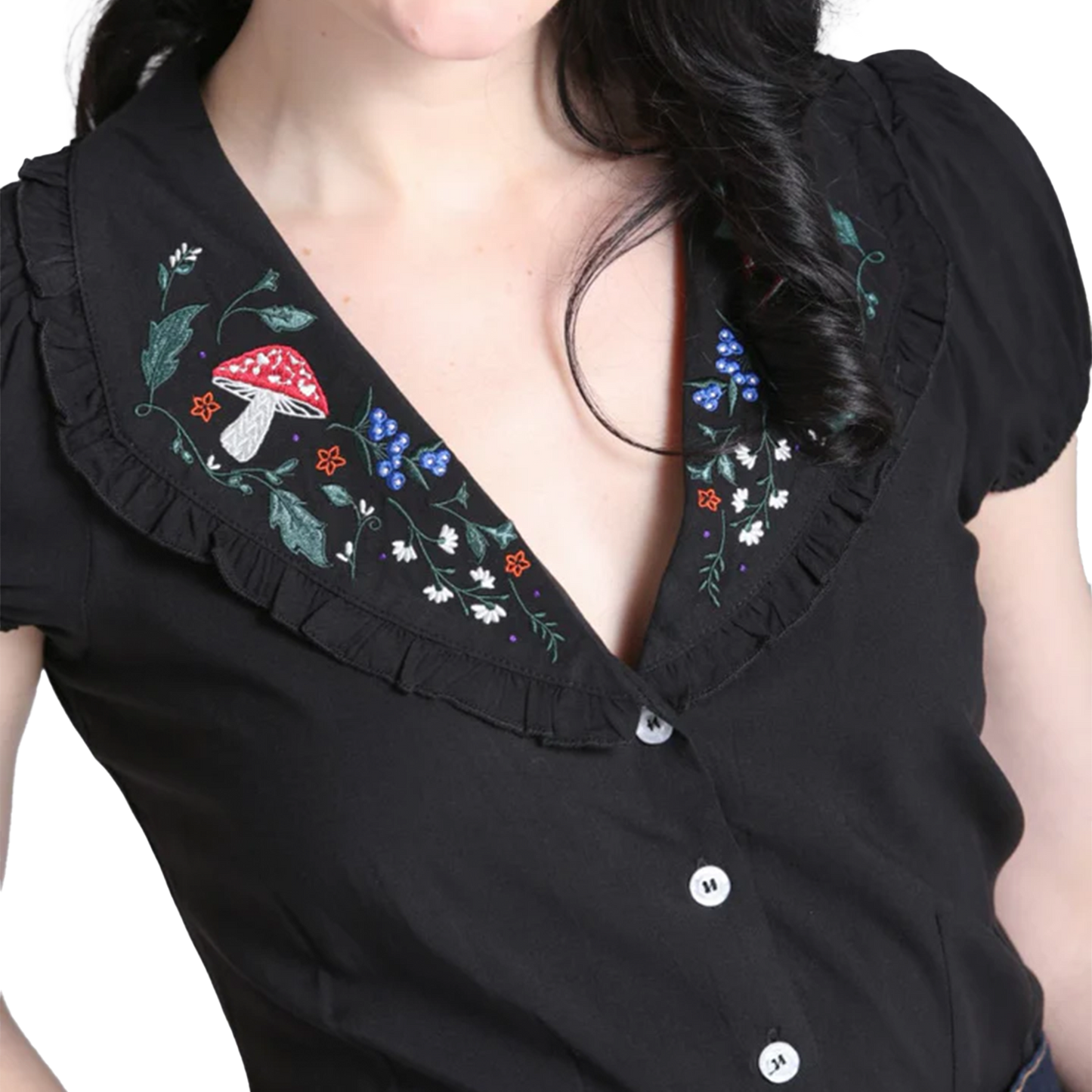 HELL BUNNY Natura Blouse - Black