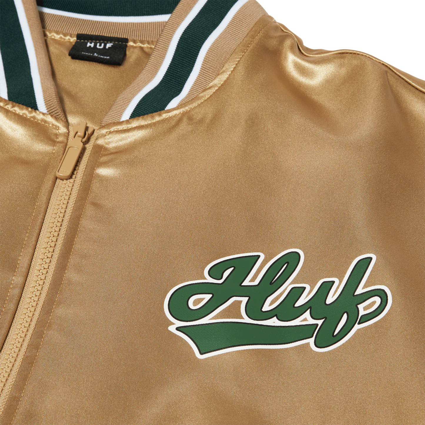 HUF Pop Fly Satin Baseball Jacket/ Tan