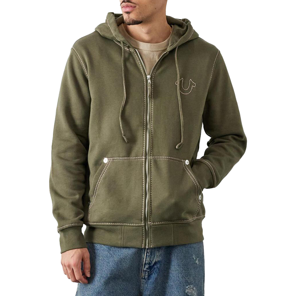 True religion top hoodie green