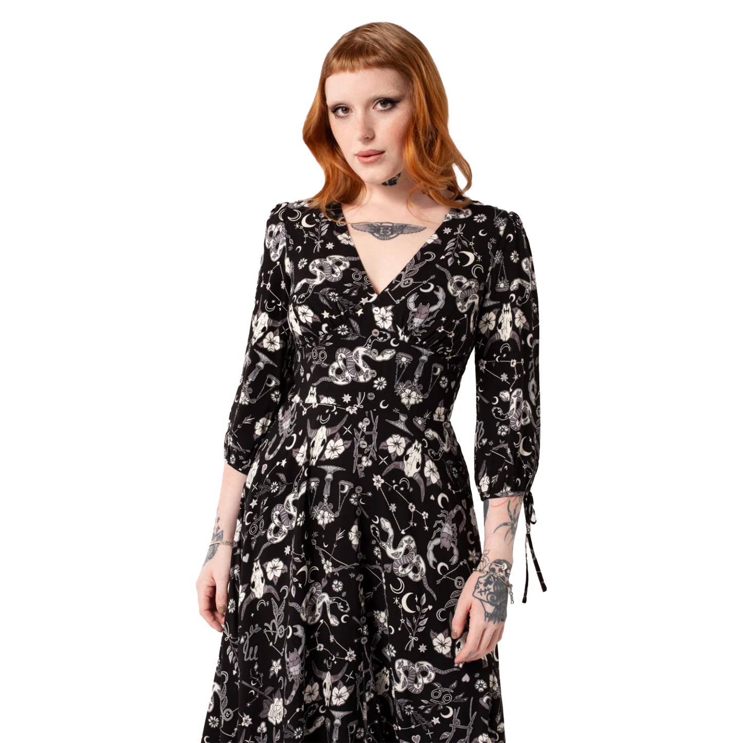 HELL BUNNY Star Sign Midi Dress - Black