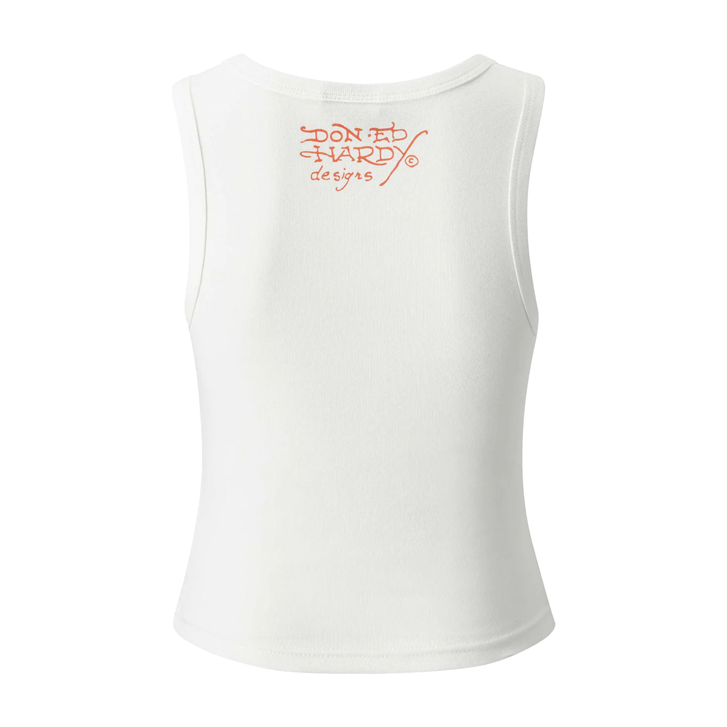 ED HARDY Vest Death Before Ribbed Cropped - White