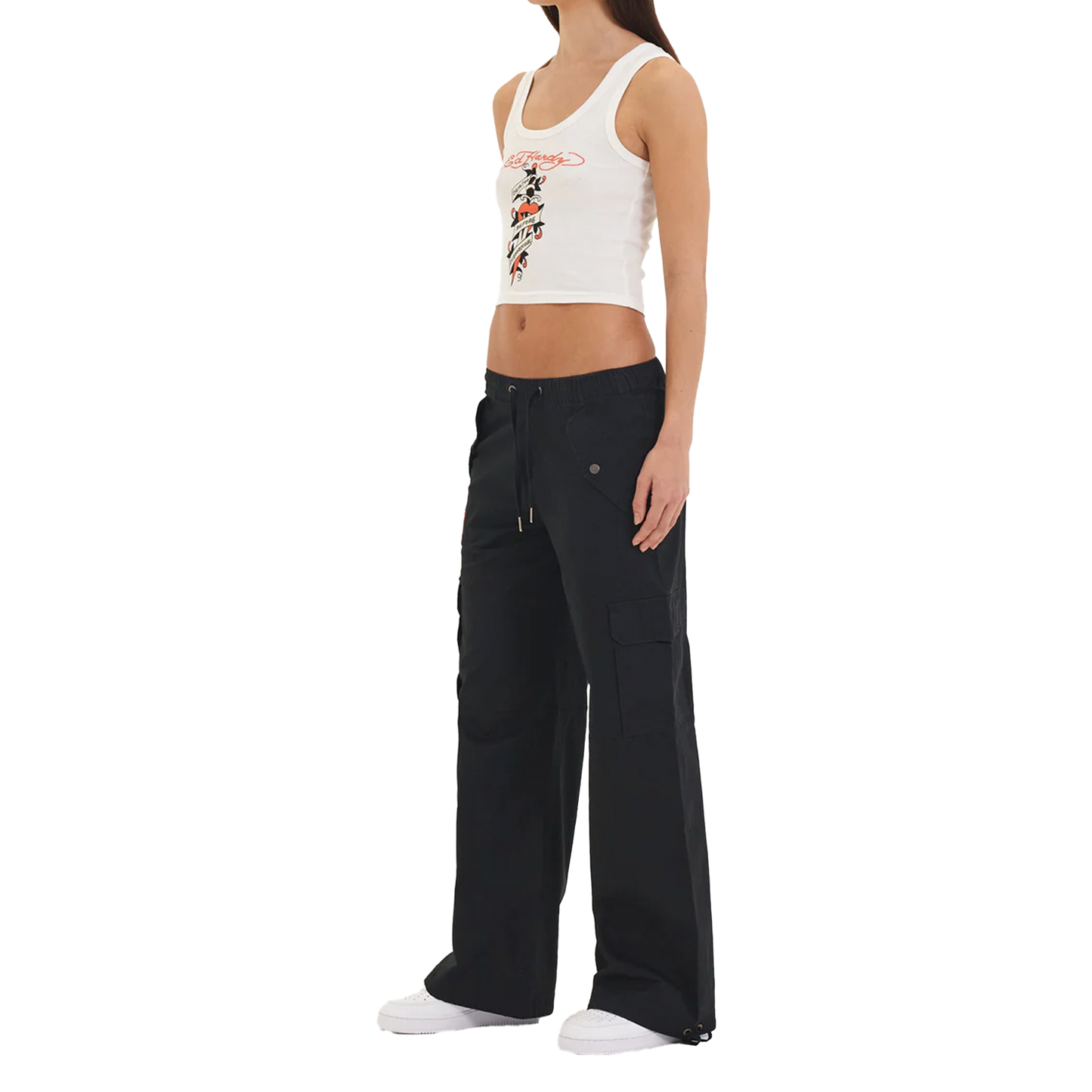ED HARDY Vest Death Before Ribbed Cropped - White