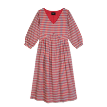LOWIE Handwoven Check Dress Red & Blue