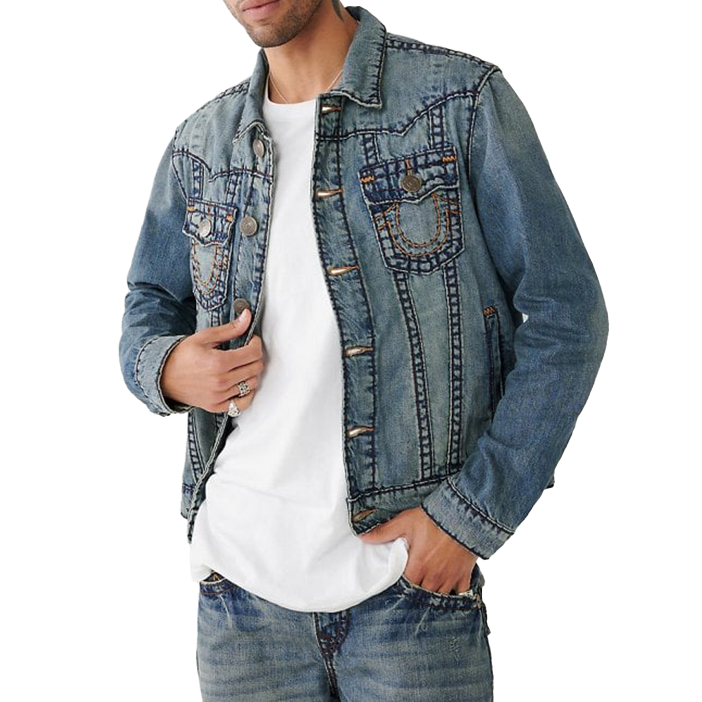 TRUE RELIGION SUPER T JIMMY JACKET MINER MEDIUM WASH