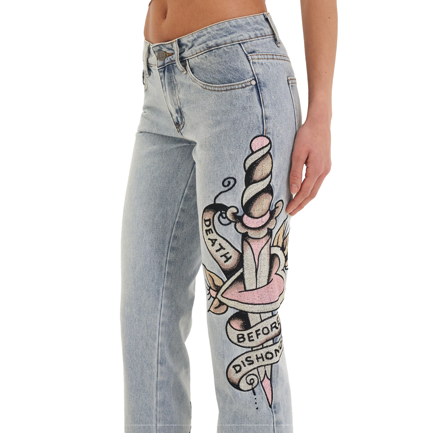 ED HARDY Straight Denim Jeans Death & Dishonor