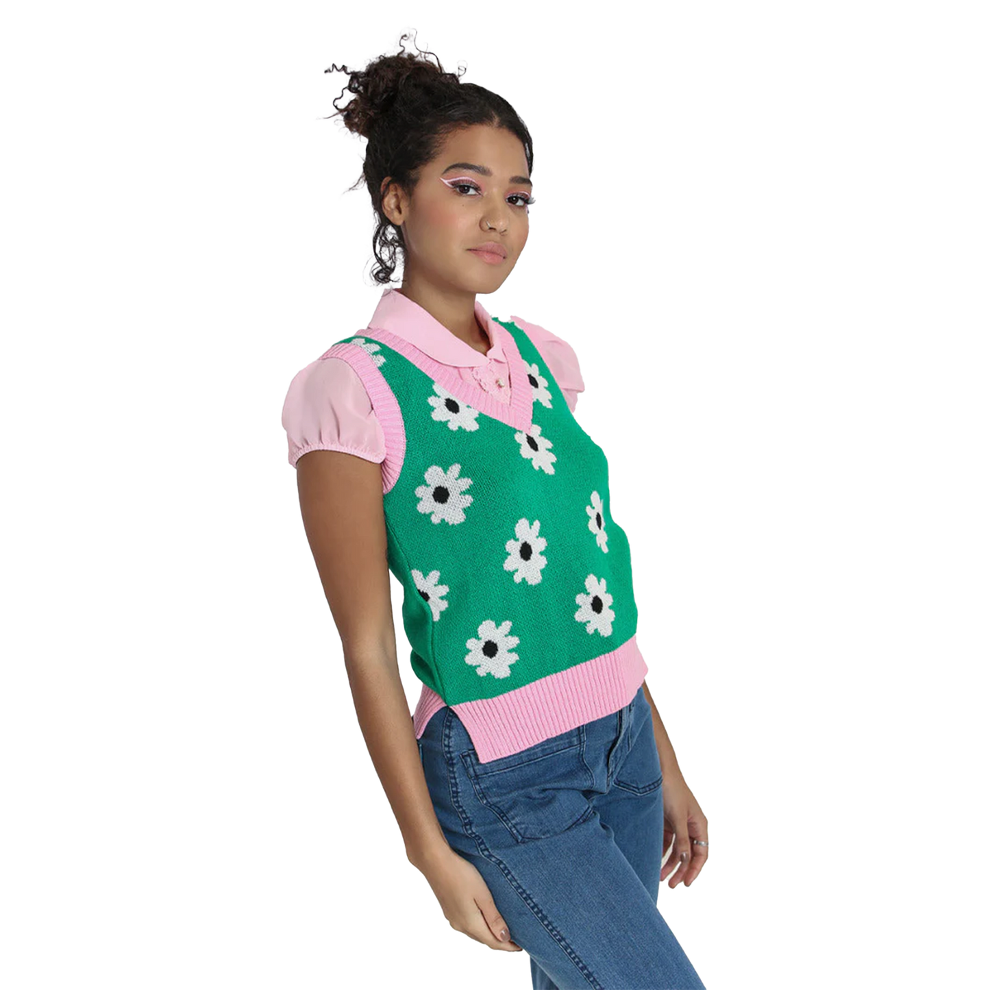 HELL BUNNY Kitsch Daisy Vest - Green