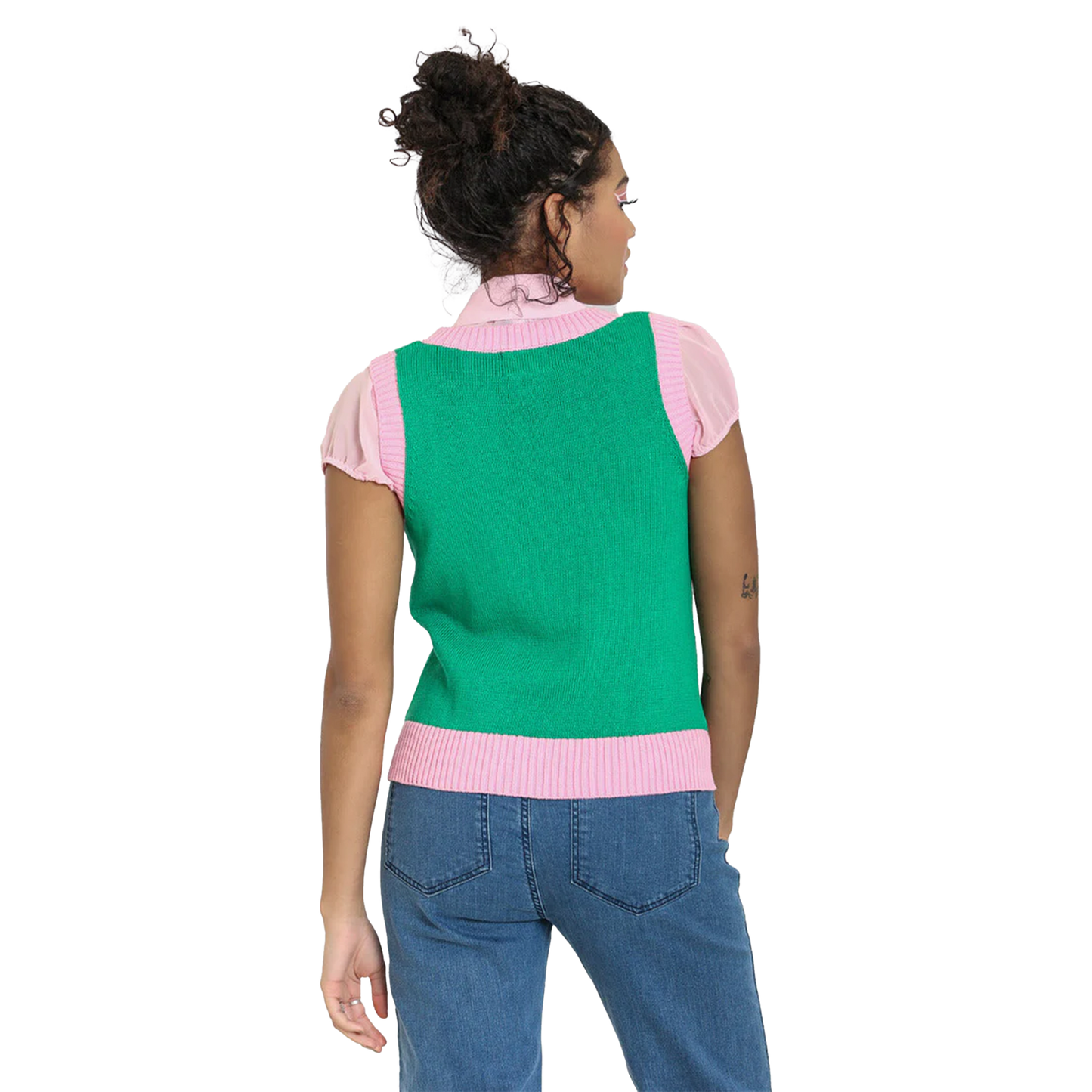 HELL BUNNY Kitsch Daisy Vest - Green