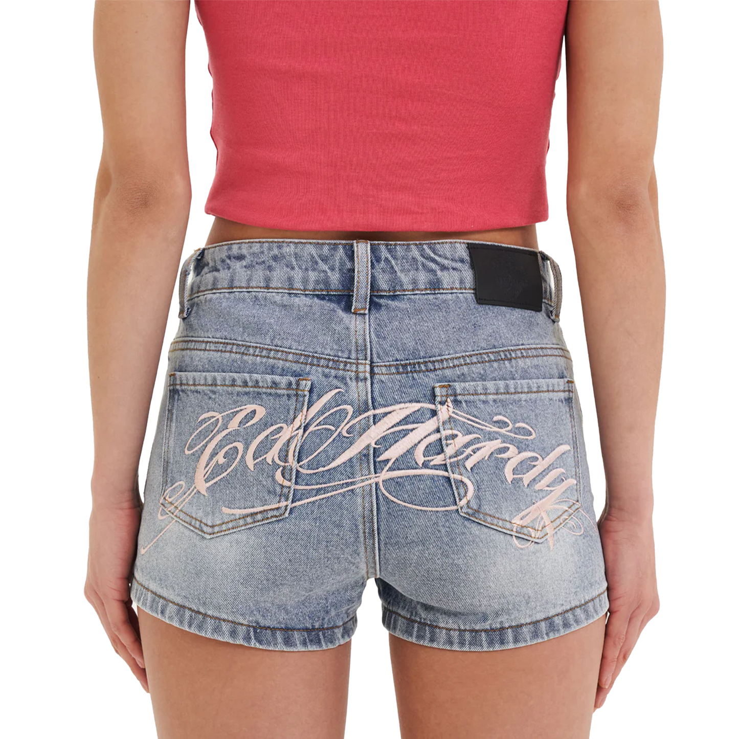 ED HARDY Womens Triple Heart Denim Jorts Shorts