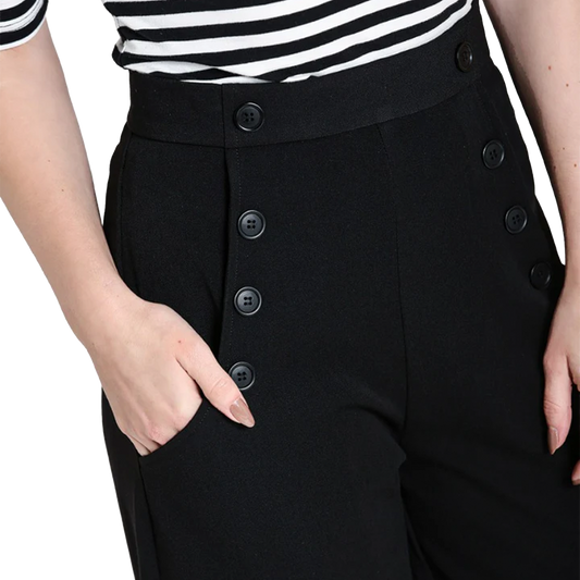 HELL BUNNY Carlie Swing Trousers - Black