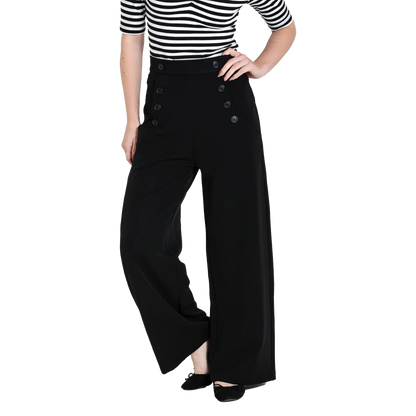 HELL BUNNY Carlie Swing Trousers - Black