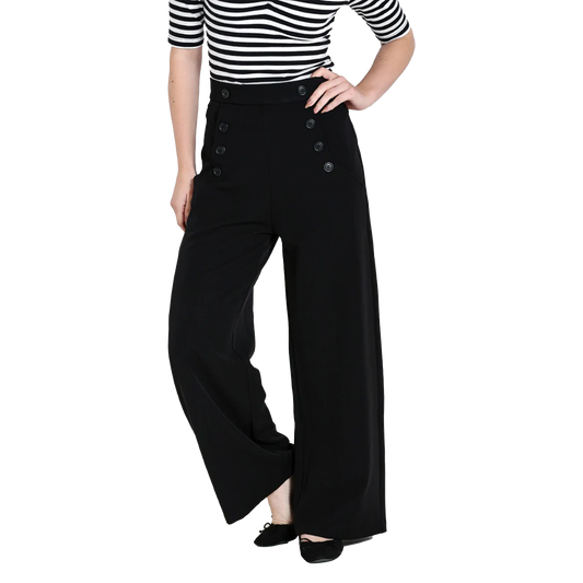 HELL BUNNY Carlie Swing Trousers - Black