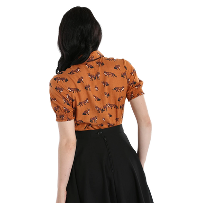 HELL BUNNY Vixey Blouse - Brown