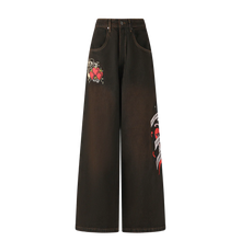 ED HARDY Womens Death Before Dishonor XTRA Oversized Denim Trousers Jeans