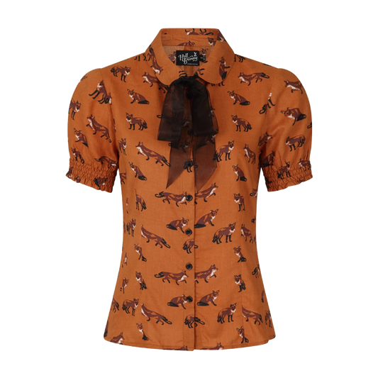 HELL BUNNY Vixey Blouse - Brown