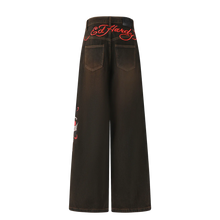 ED HARDY Womens Death Before Dishonor XTRA Oversized Denim Trousers Jeans