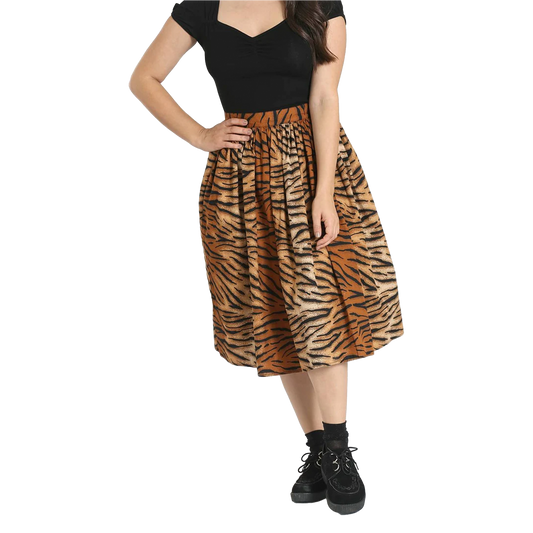 HELL BUNNY Skirt Tora 50's - Brown