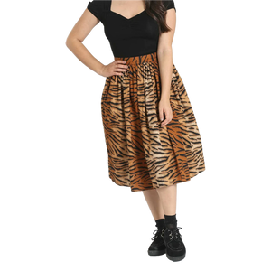 HELL BUNNY Skirt Tora 50's - Brown