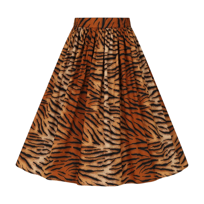 HELL BUNNY Skirt Tora 50's - Brown