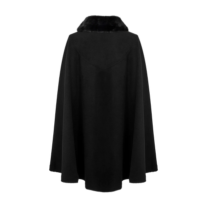 HELL BUNNY Coat Devon Cape - Black