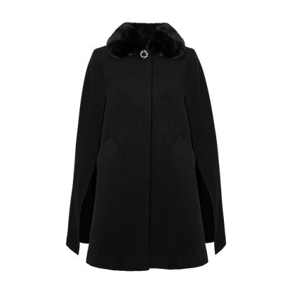 HELL BUNNY Coat Devon Cape - Black