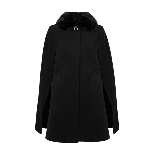 HELL BUNNY Coat Devon Cape - Black