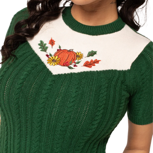 HELL BUNNY Autumn Top - Green