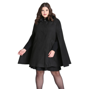 HELL BUNNY Coat Devon Cape - Black