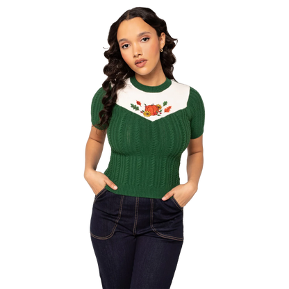 HELL BUNNY Autumn Top - Green
