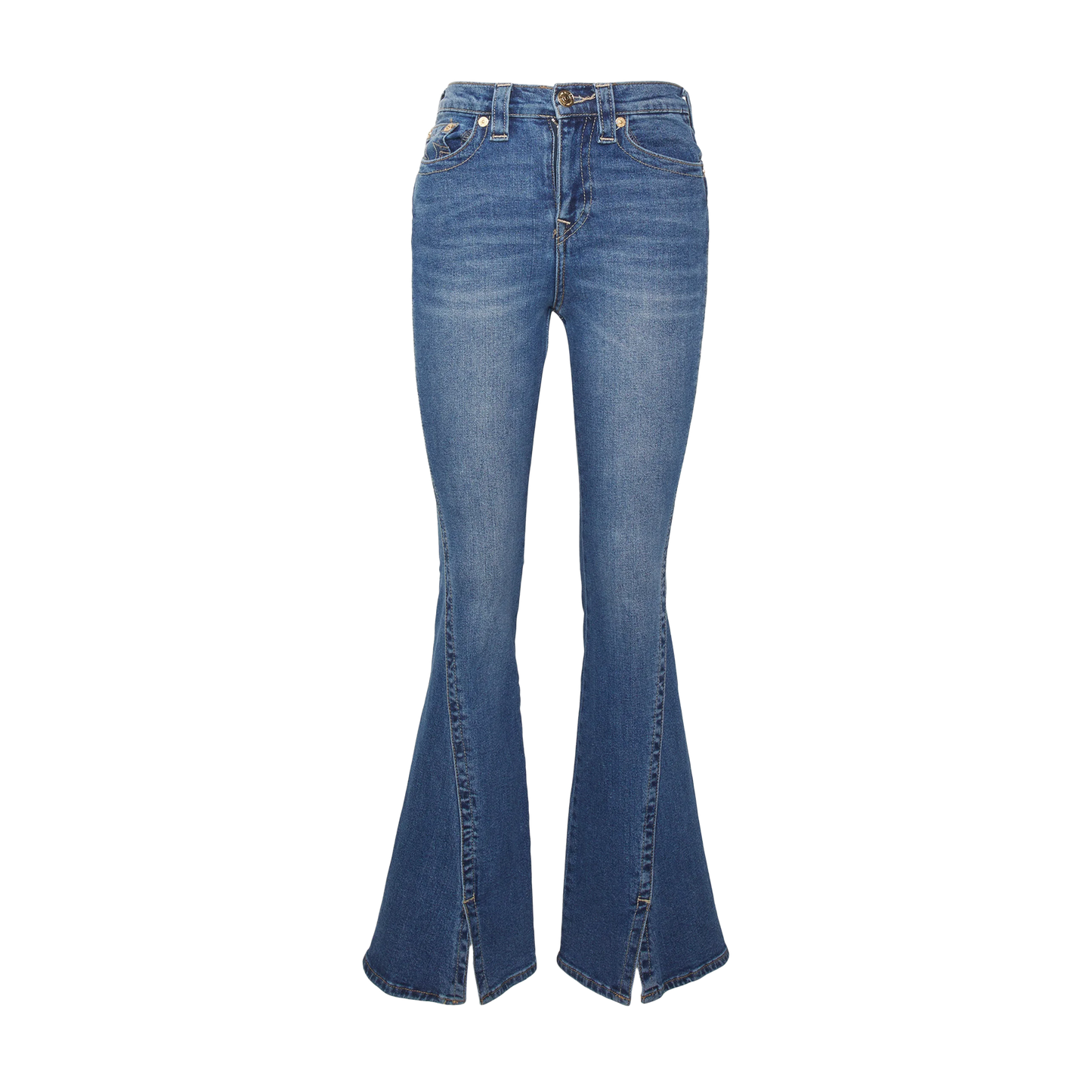 TRUE RELIGION Reagan High Rise Flare Jean With Slit - Forgotten Path