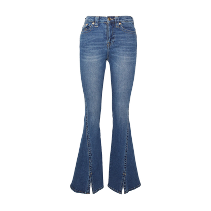 TRUE RELIGION Reagan High Rise Flare Jean With Slit - Forgotten Path