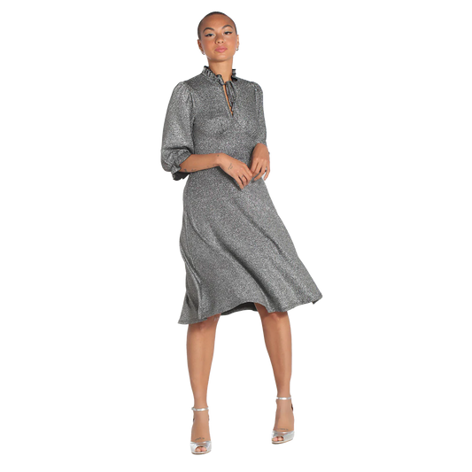 HELL BUNNY Dress Mid Haze - Silver