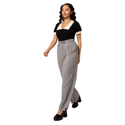 HELL BUNNY Teddy Trousers - Black/White