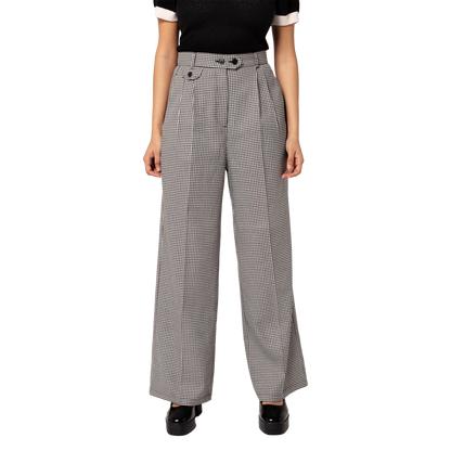 HELL BUNNY Teddy Trousers - Black/White
