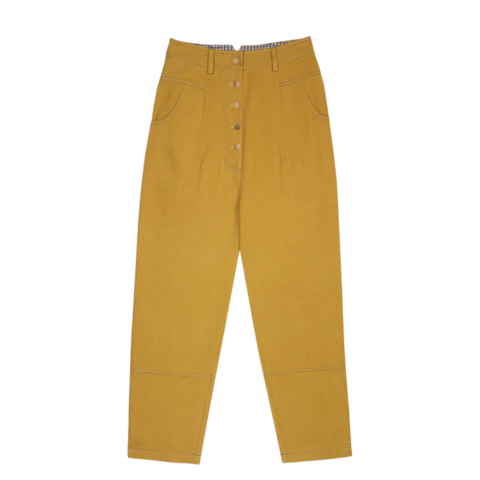 LOWIE Cotton Drill 5 Button Trousers Ochre