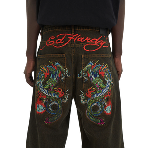 ED HARDY Jeans Fireball Dragon Dirty Wash