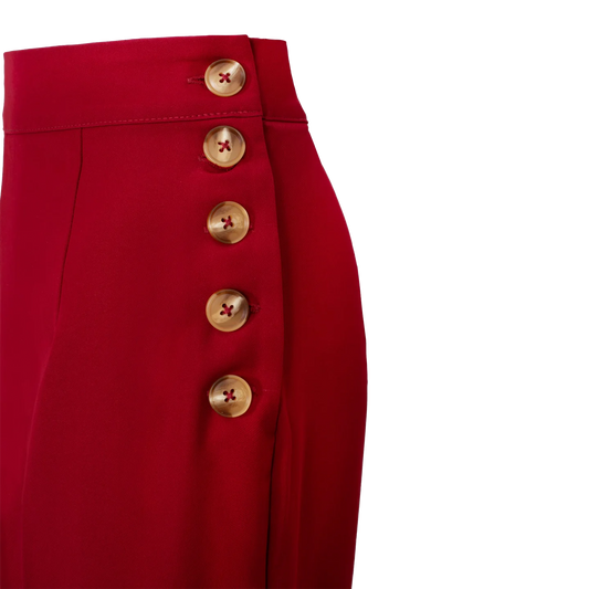 HELL BUNNY Ginger Swing Trousers - Dark Red