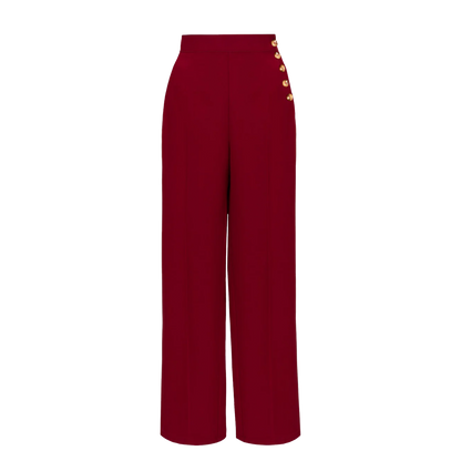 HELL BUNNY Ginger Swing Trousers - Dark Red
