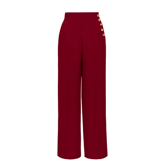 HELL BUNNY Ginger Swing Trousers - Dark Red